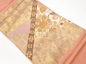 リサイクル　切り嵌め風花唐草に抽象模様織出し名古屋帯